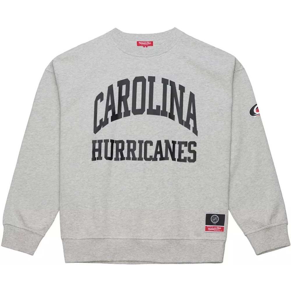 NWT Mitchell & Ness Women's Carolina Hurricanes Grey Logo Crewneck Sweatshirt